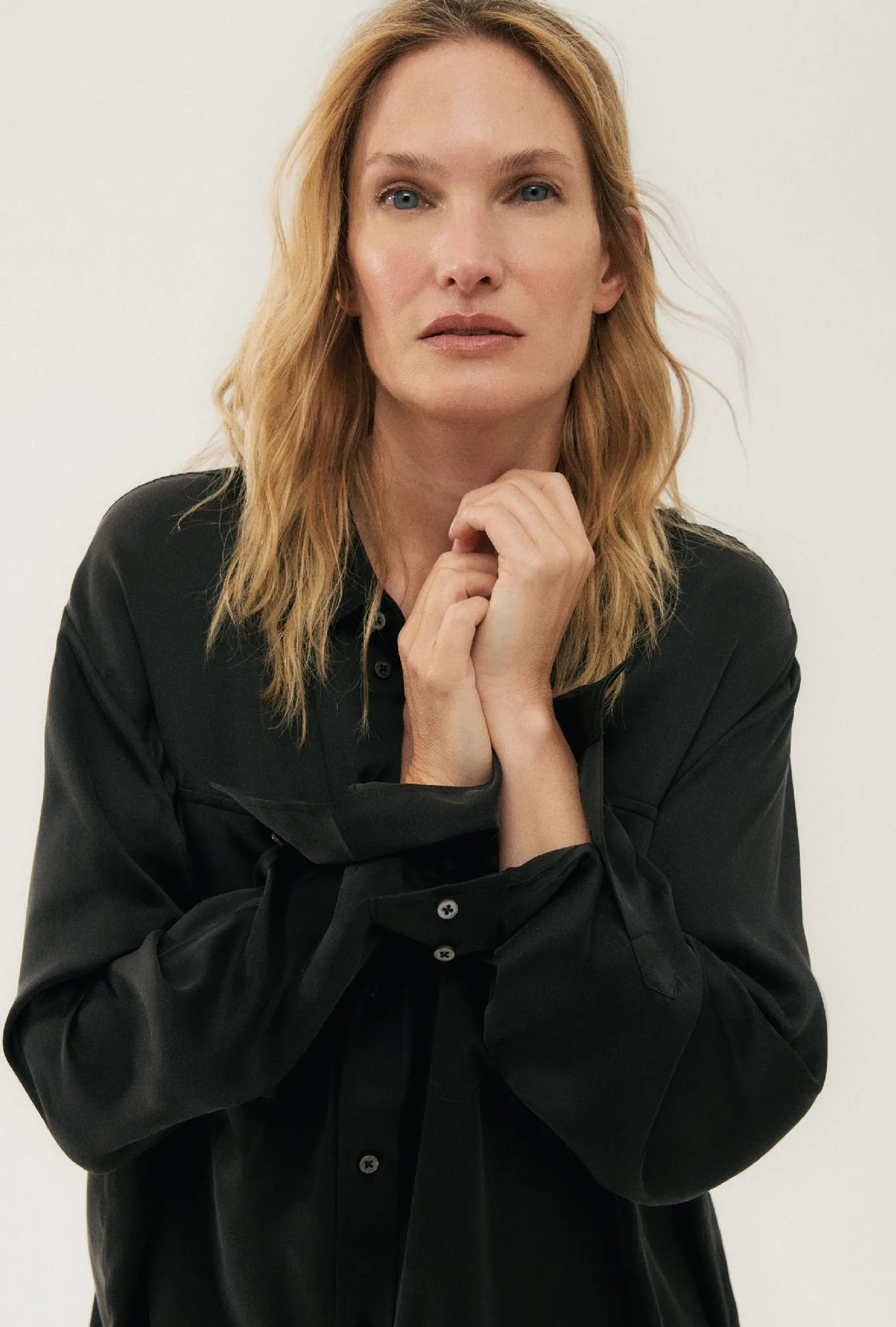 Boyfriend Shirt Black sold by Silk Laundry