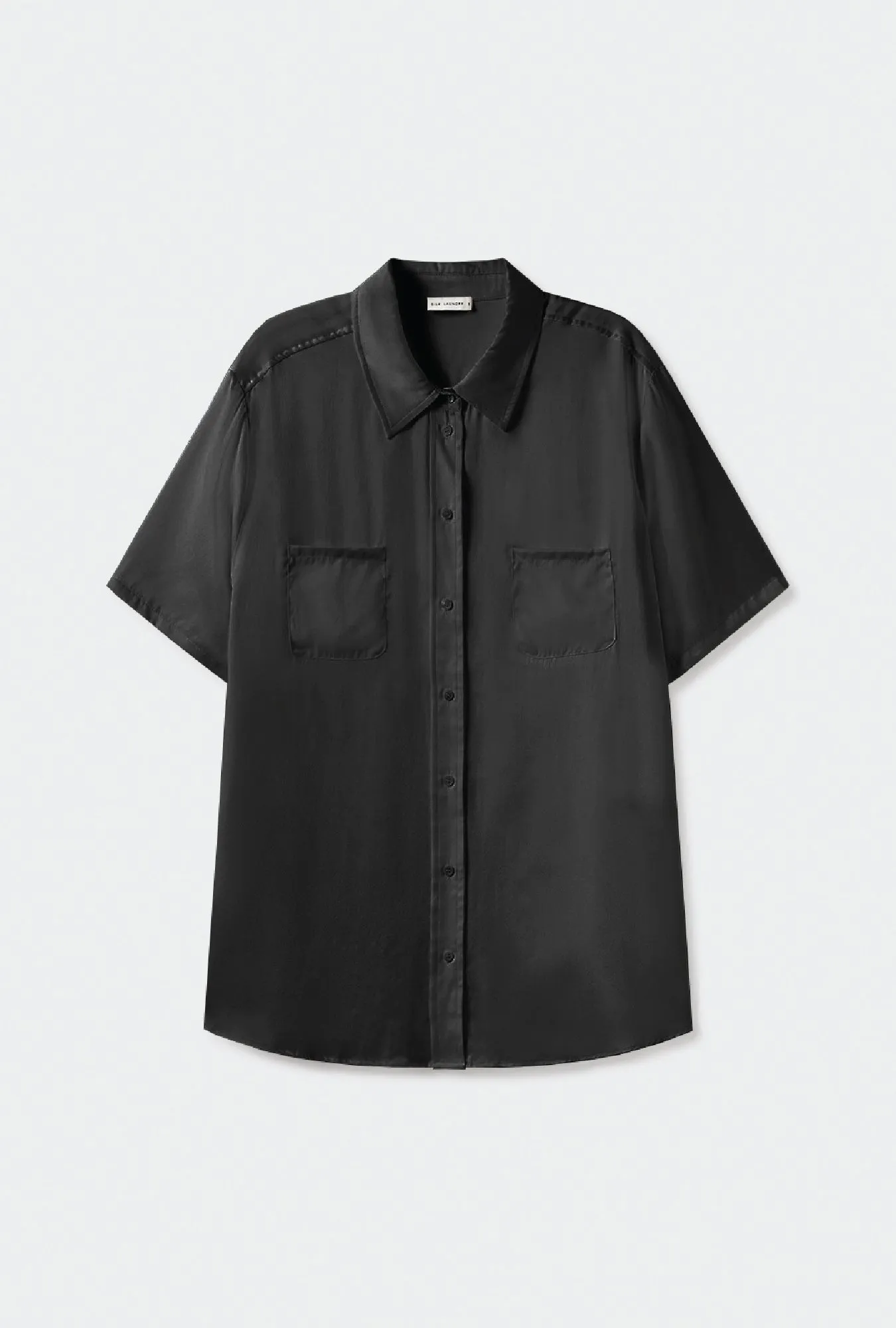 Short Sleeve Boyfriend Shirt Black sold by Silk Laundry product image thumbnail 2