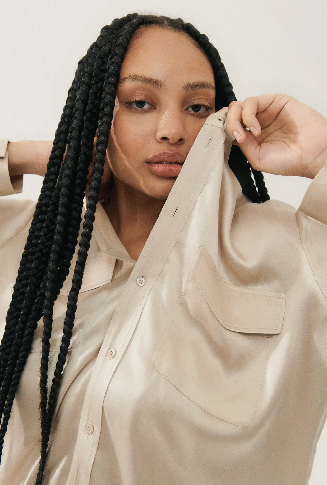 Boyfriend Shirt Hazelnut sold by Silk Laundry