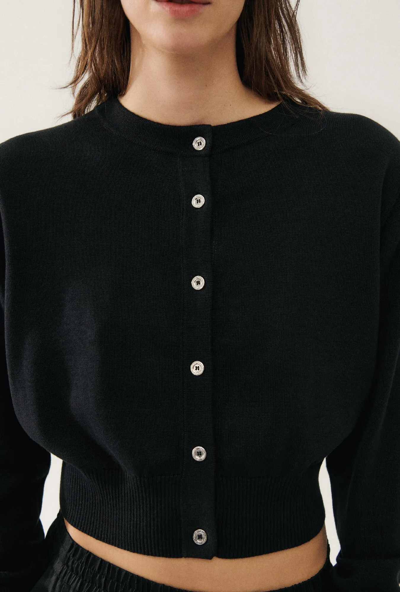 Cropped Cardigan Black sold by Silk Laundry product image thumbnail 5