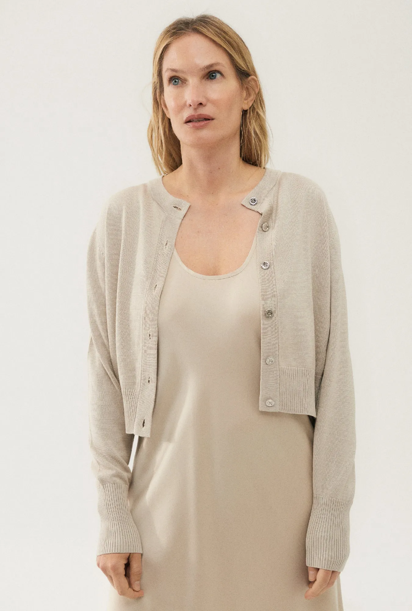 Cropped Cardigan Hazelnut sold by Silk Laundry product image thumbnail 4