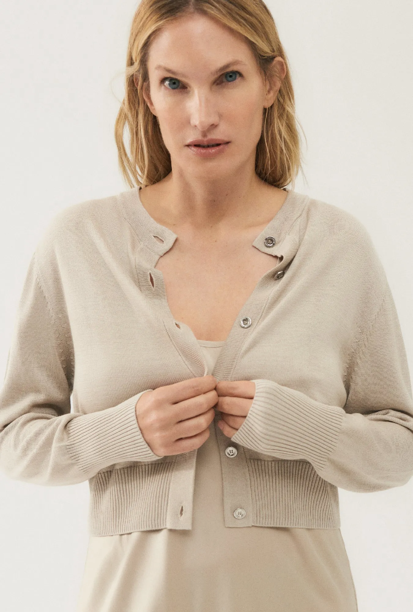 Cropped Cardigan Hazelnut sold by Silk Laundry