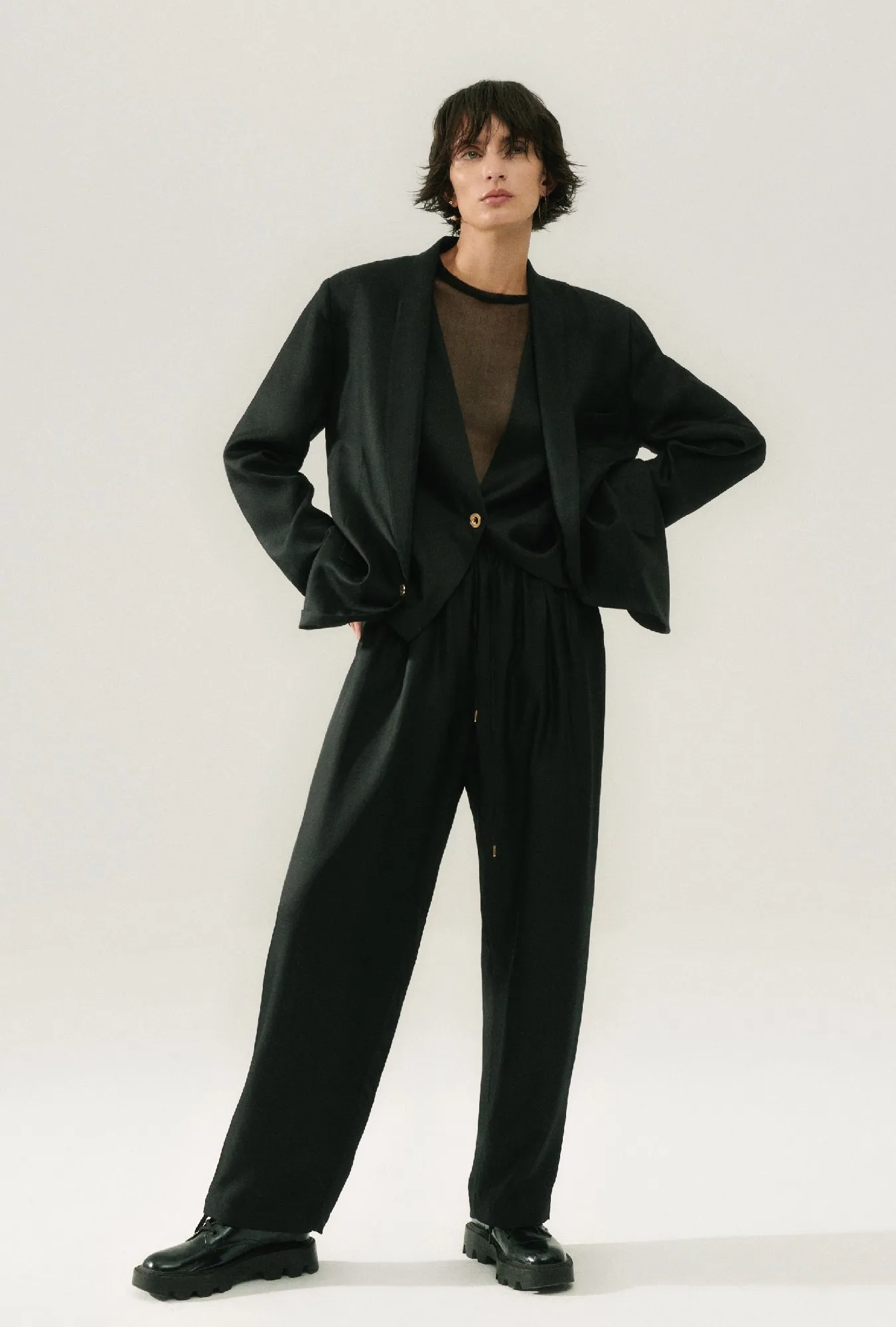 Twill Miami Blazer Black sold by Silk Laundry