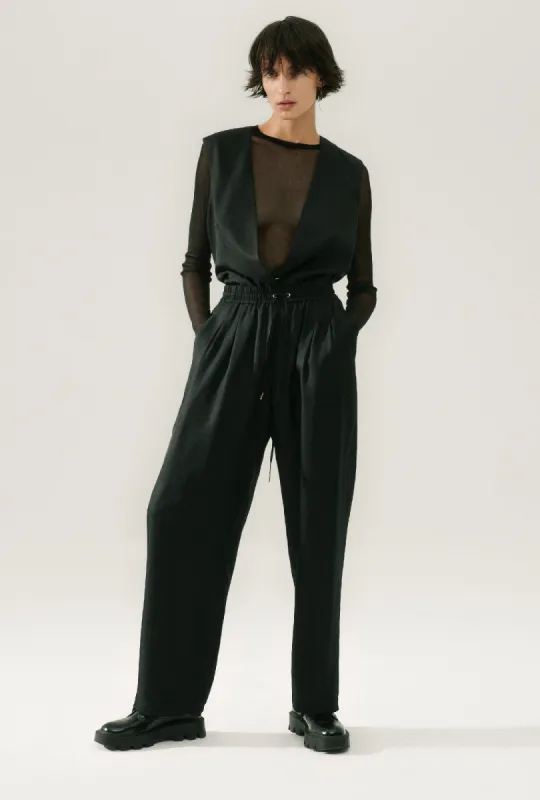 TWILL SLOUCH PANTS BLACK sold by Silk Laundry