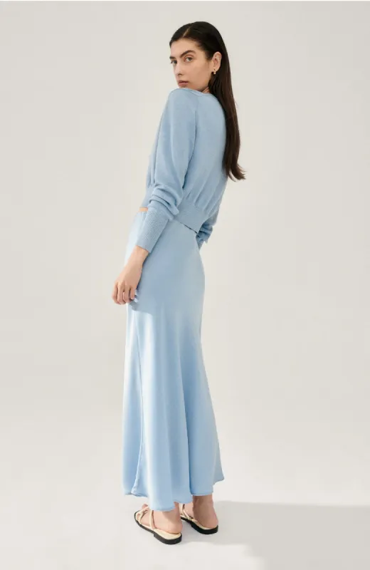 LONG BIAS CUT SKIRT SKY sold by Silk Laundry