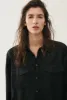 TWILL BOYFRIEND SHIRT BLACK sold by Silk Laundry