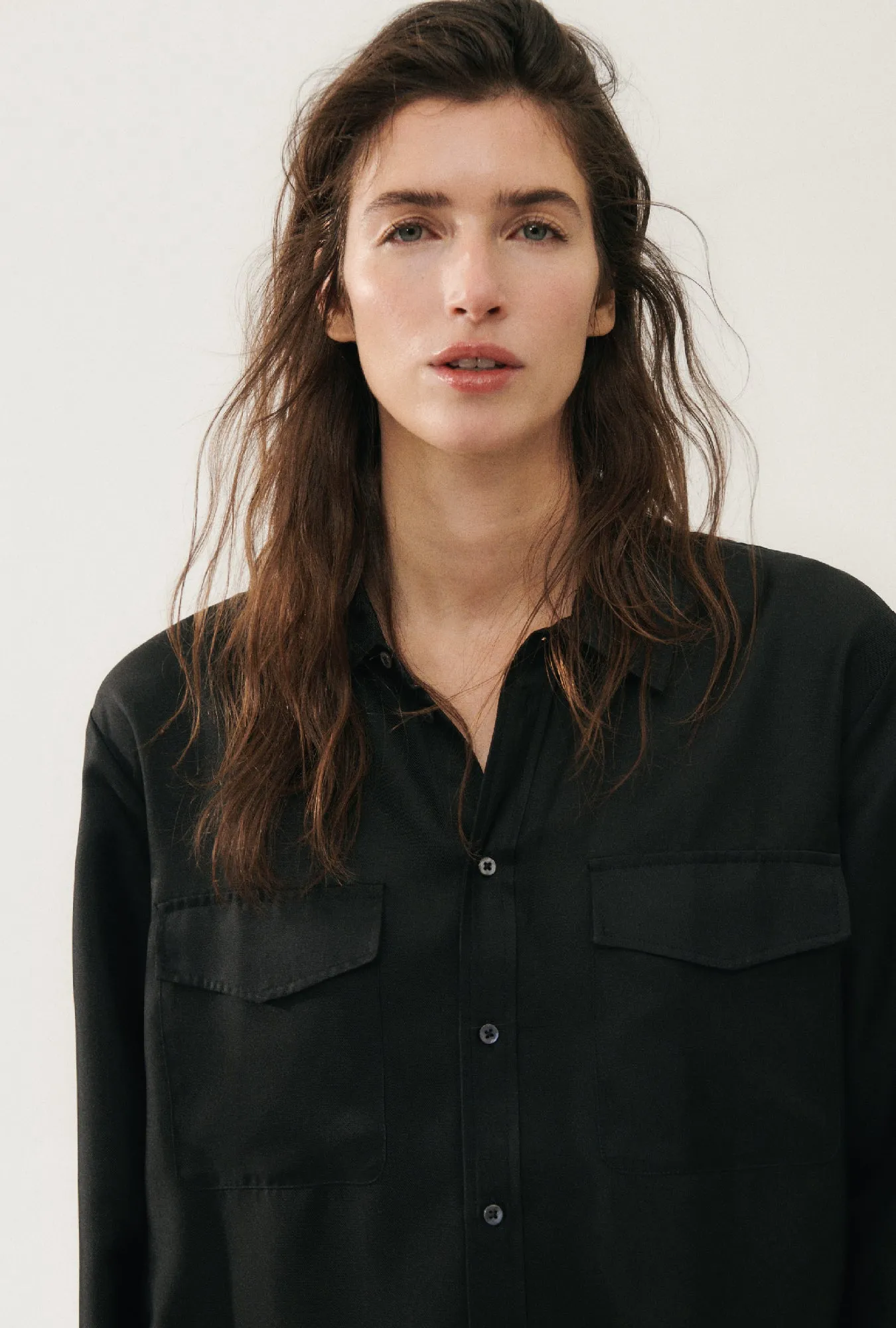 TWILL BOYFRIEND SHIRT BLACK sold by Silk Laundry product image thumbnail 5