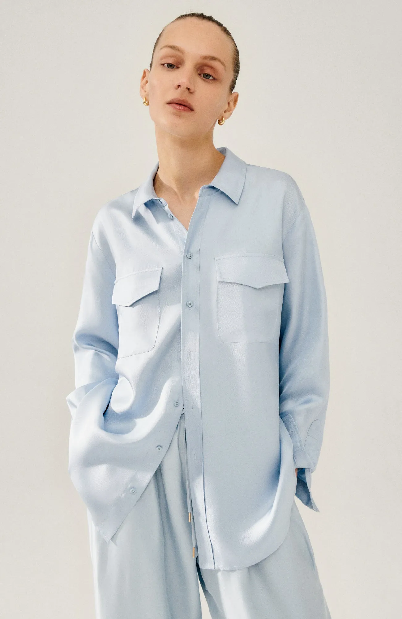 TWILL BOYFRIEND SHIRT SKY sold by Silk Laundry product image thumbnail 3