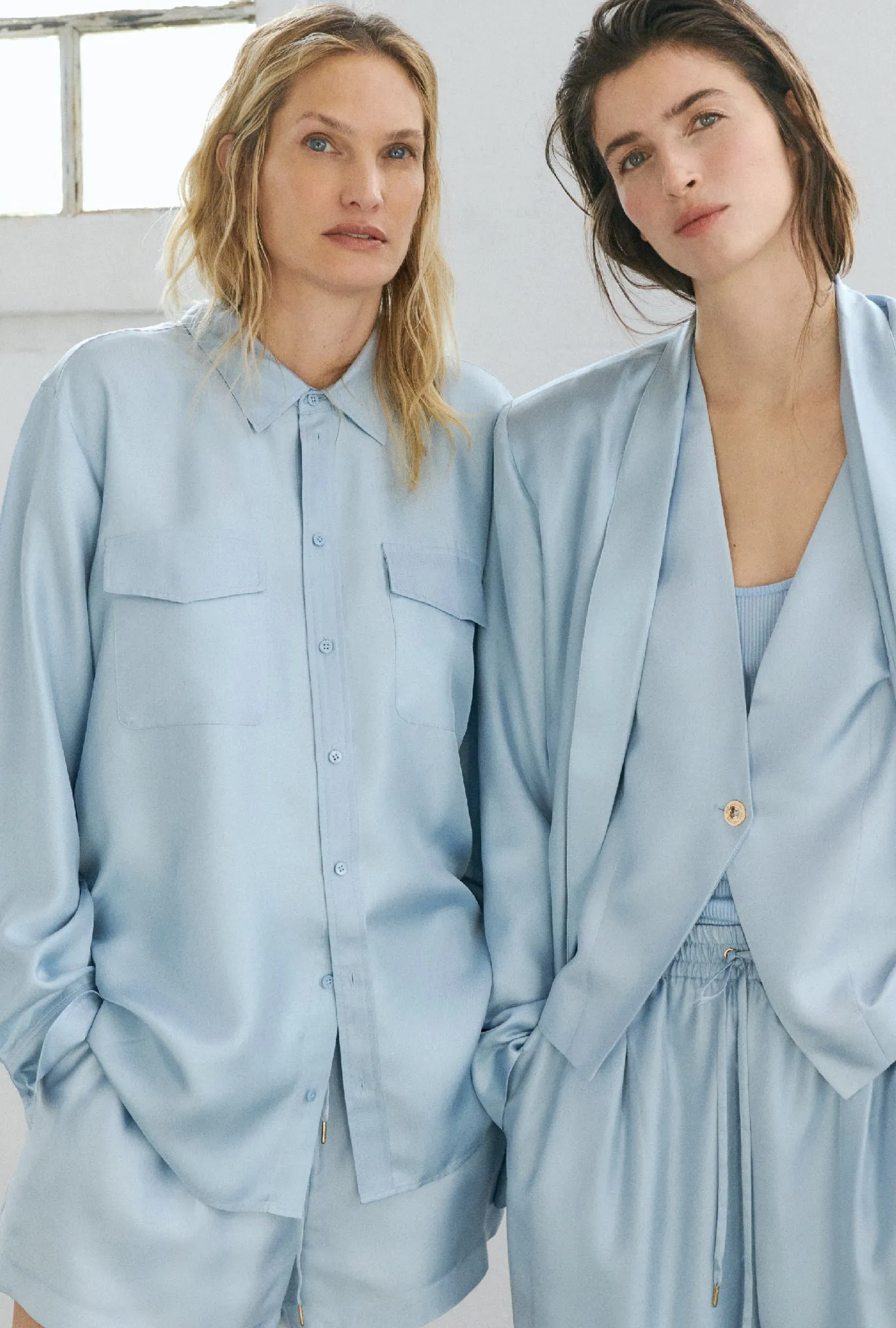 TWILL BOYFRIEND SHIRT SKY sold by Silk Laundry