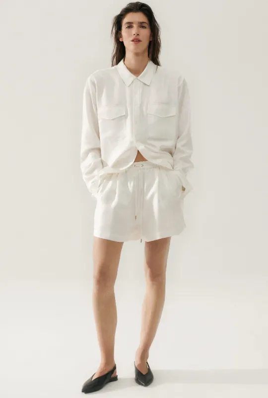 TWILL BOYFRIEND SHIRT WHITE sold by Silk Laundry