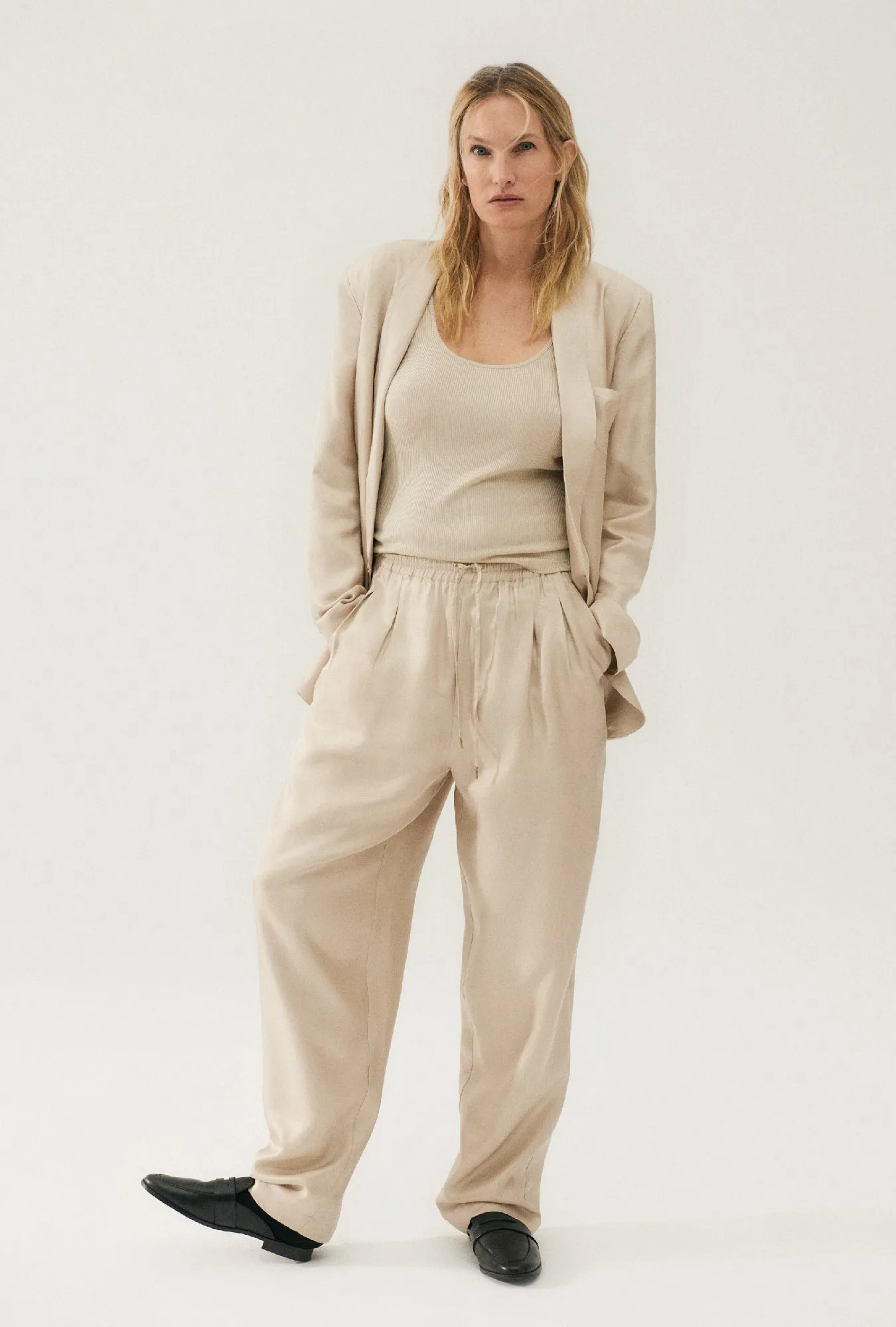 Twill Slouch Pants Hazelnut sold by Silk Laundry