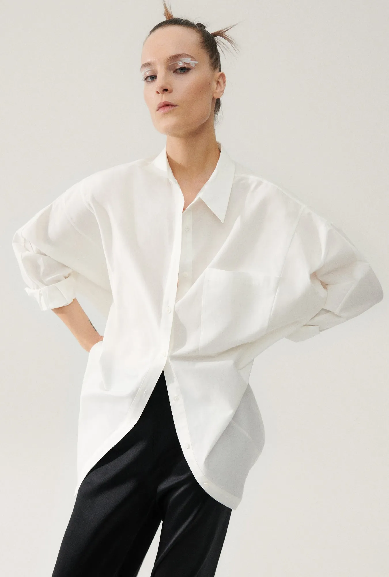 Cotton Silk Round Shirt White sold by Silk Laundry product image thumbnail 5