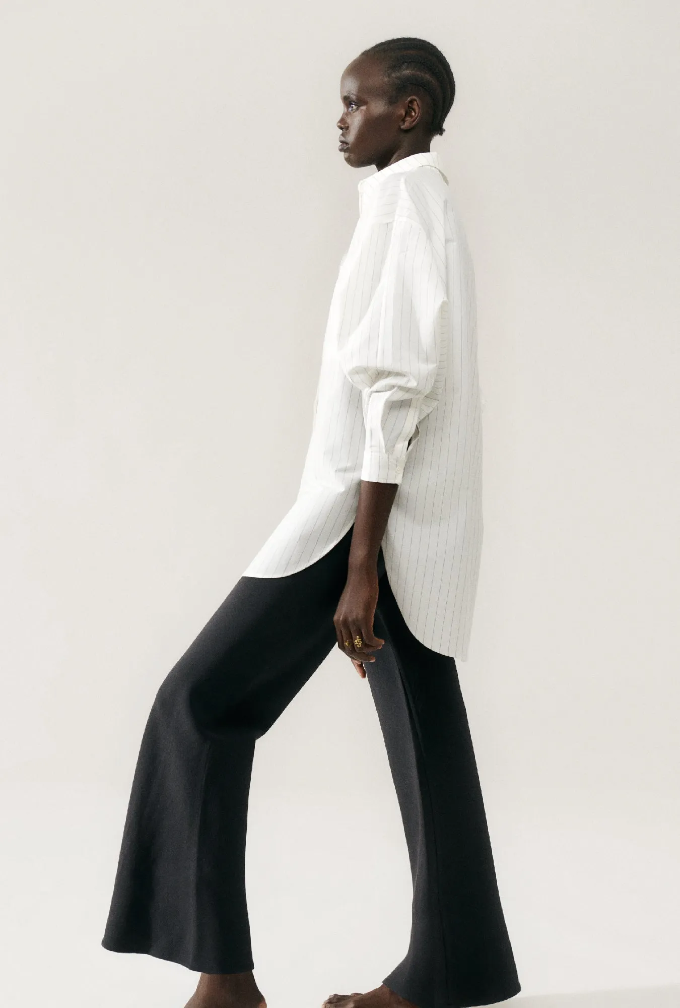 Cotton Silk Round Shirt White Pinstripe sold by Silk Laundry product image thumbnail 3