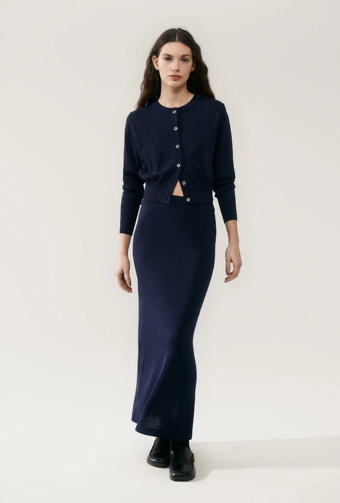 CROPPED CARDIGAN MIDNIGHT sold by Silk Laundry