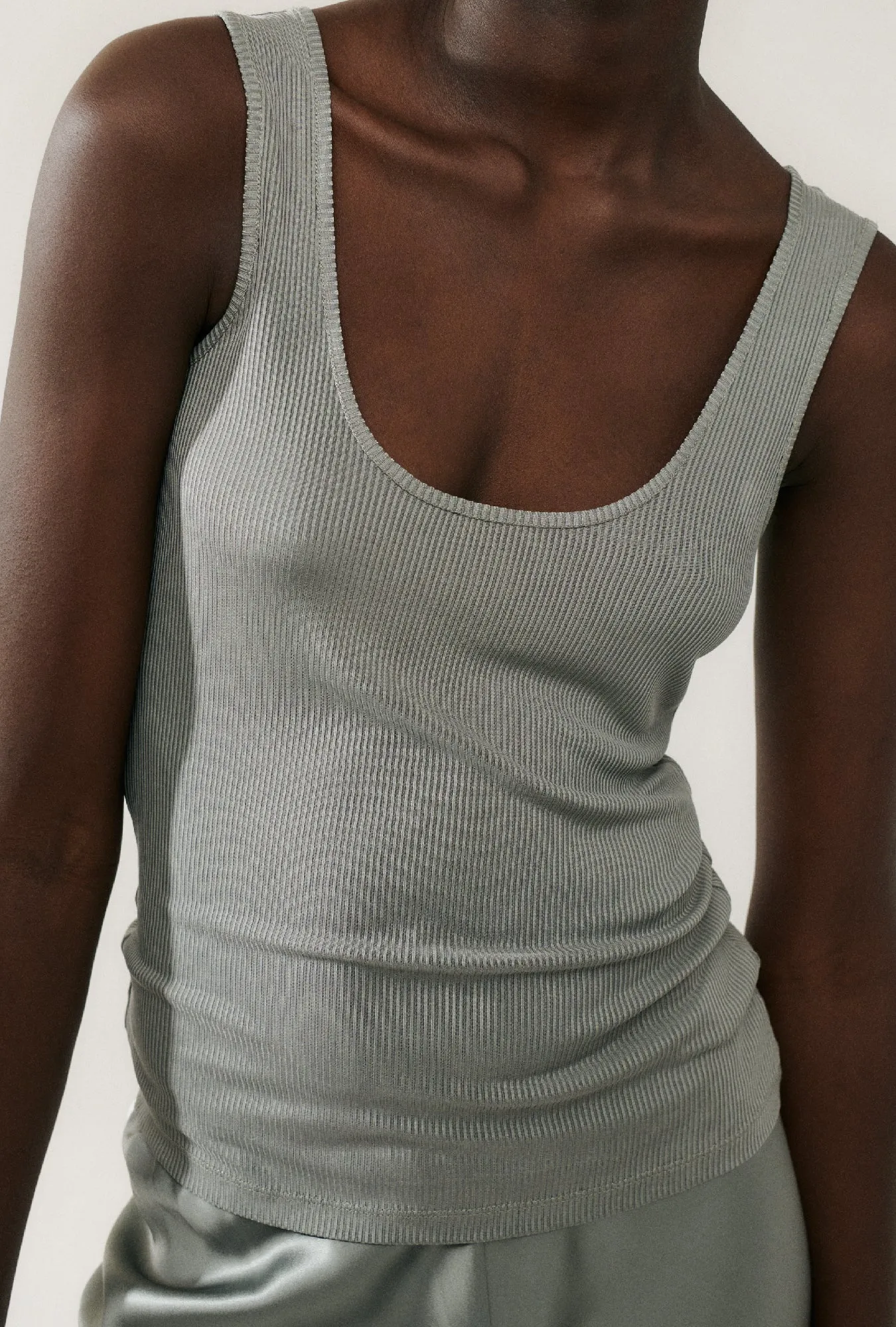 Ribbed Tank Moon sold by Silk Laundry