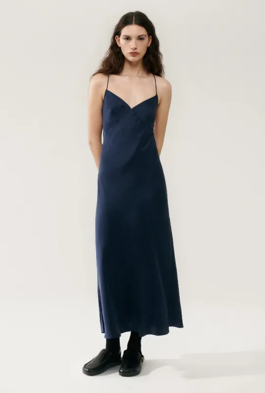 DECO ROULEAU DRESS MIDNIGHT sold by Silk Laundry