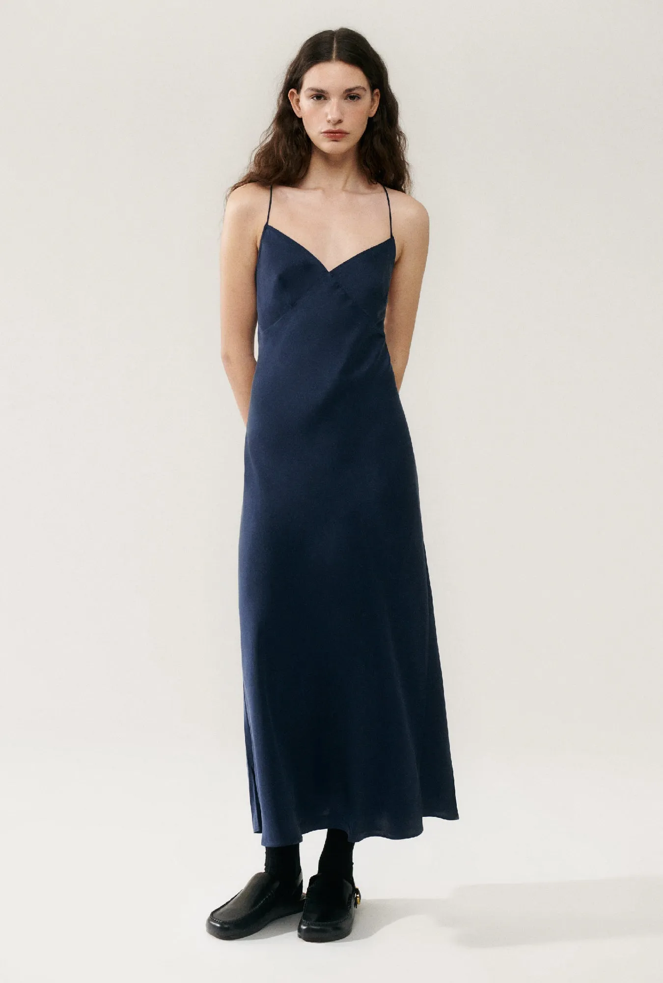 Deco Rouleau Dress Midnight sold by Silk Laundry