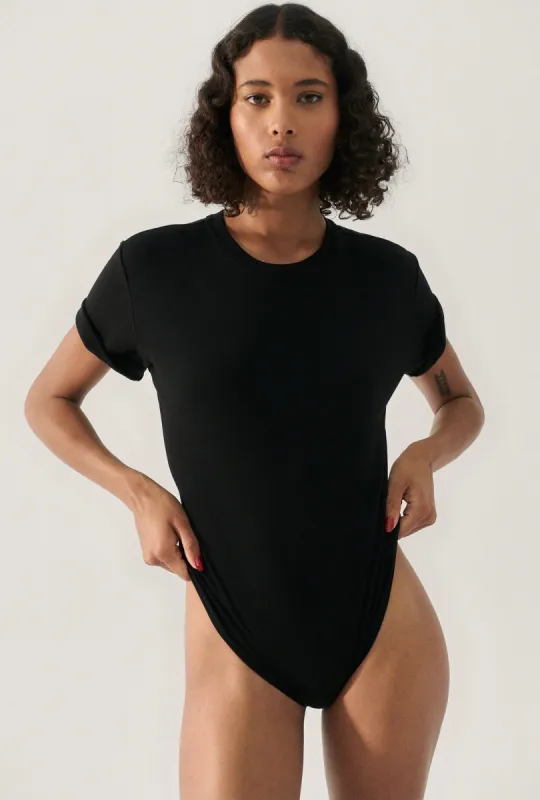 BODYSUIT TEE BLACK sold by Silk Laundry