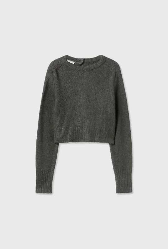 ALPACA REVERSED CROPPED CARDIGAN THYME sold by Silk Laundry