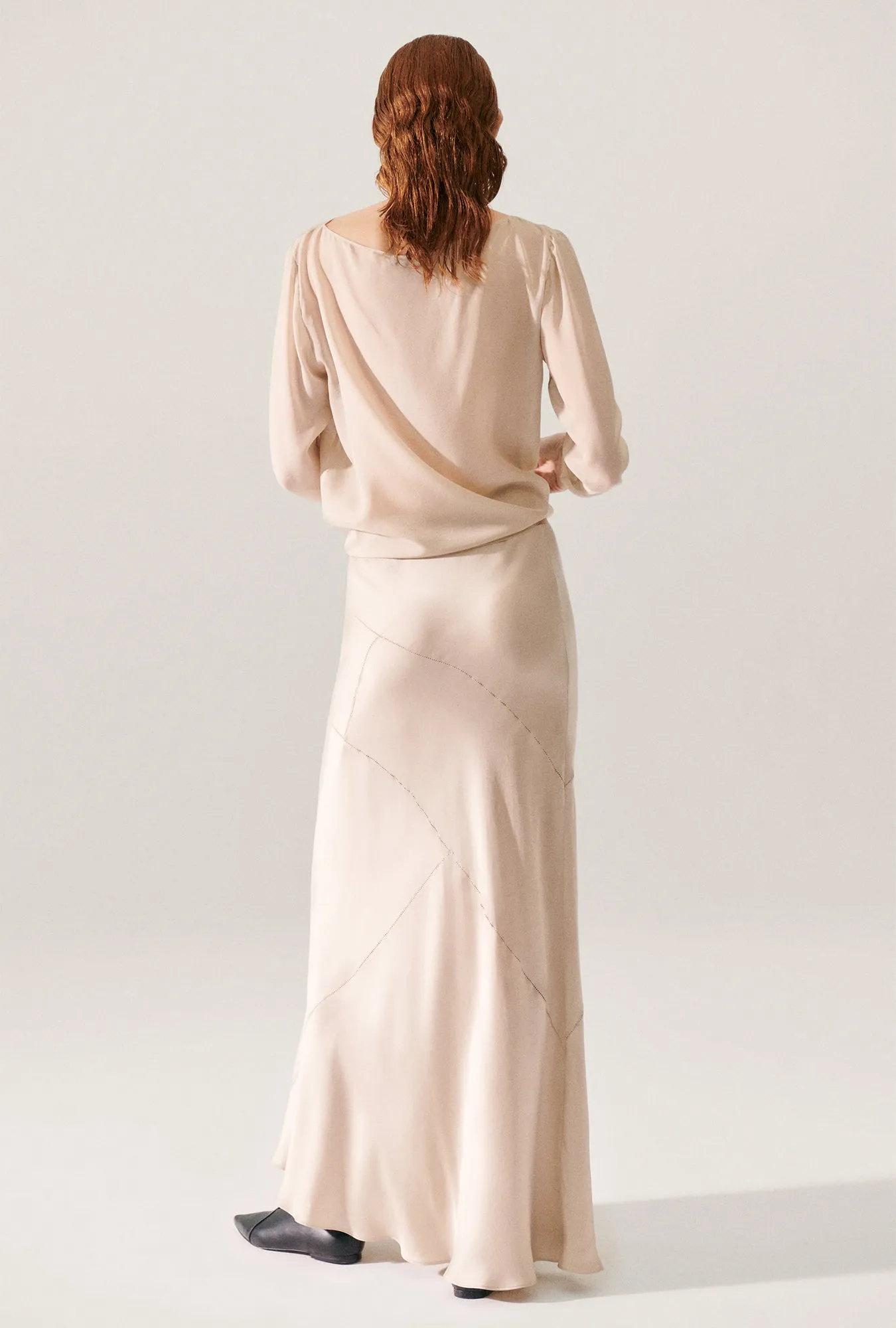 Splice Long Bias Cut Skirt Hazelnut sold by Silk Laundry product image thumbnail 3