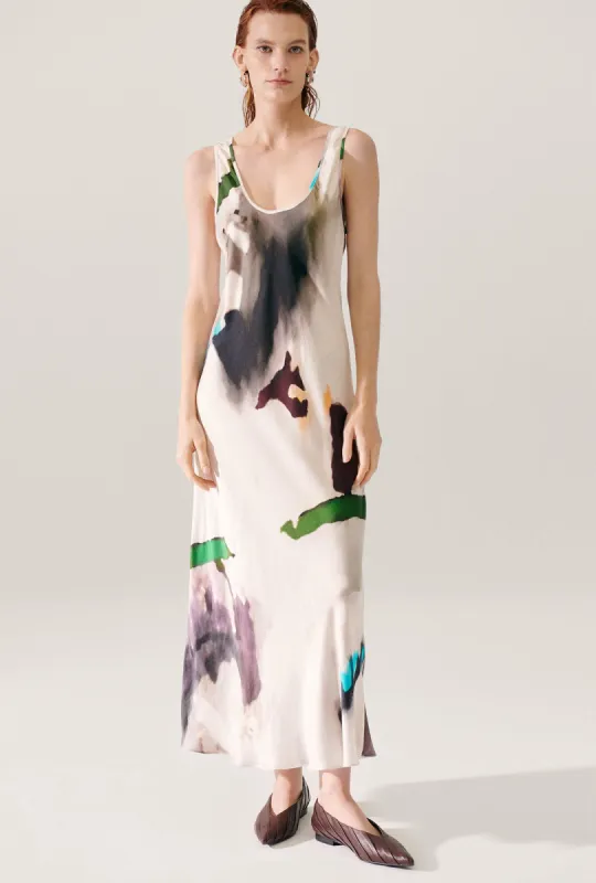 SCOOP NECK DRESS PHOSPHATE sold by Silk Laundry