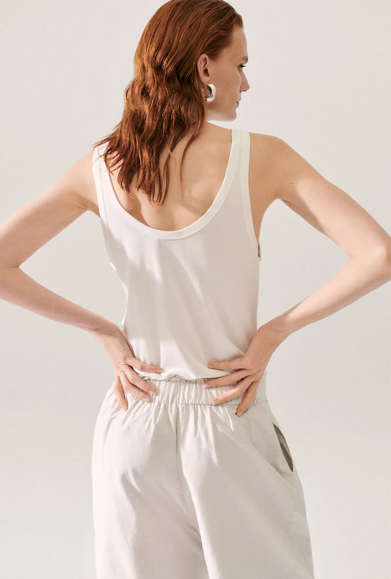 Jersey Scoop Tank White sold by Silk Laundry product image thumbnail 3