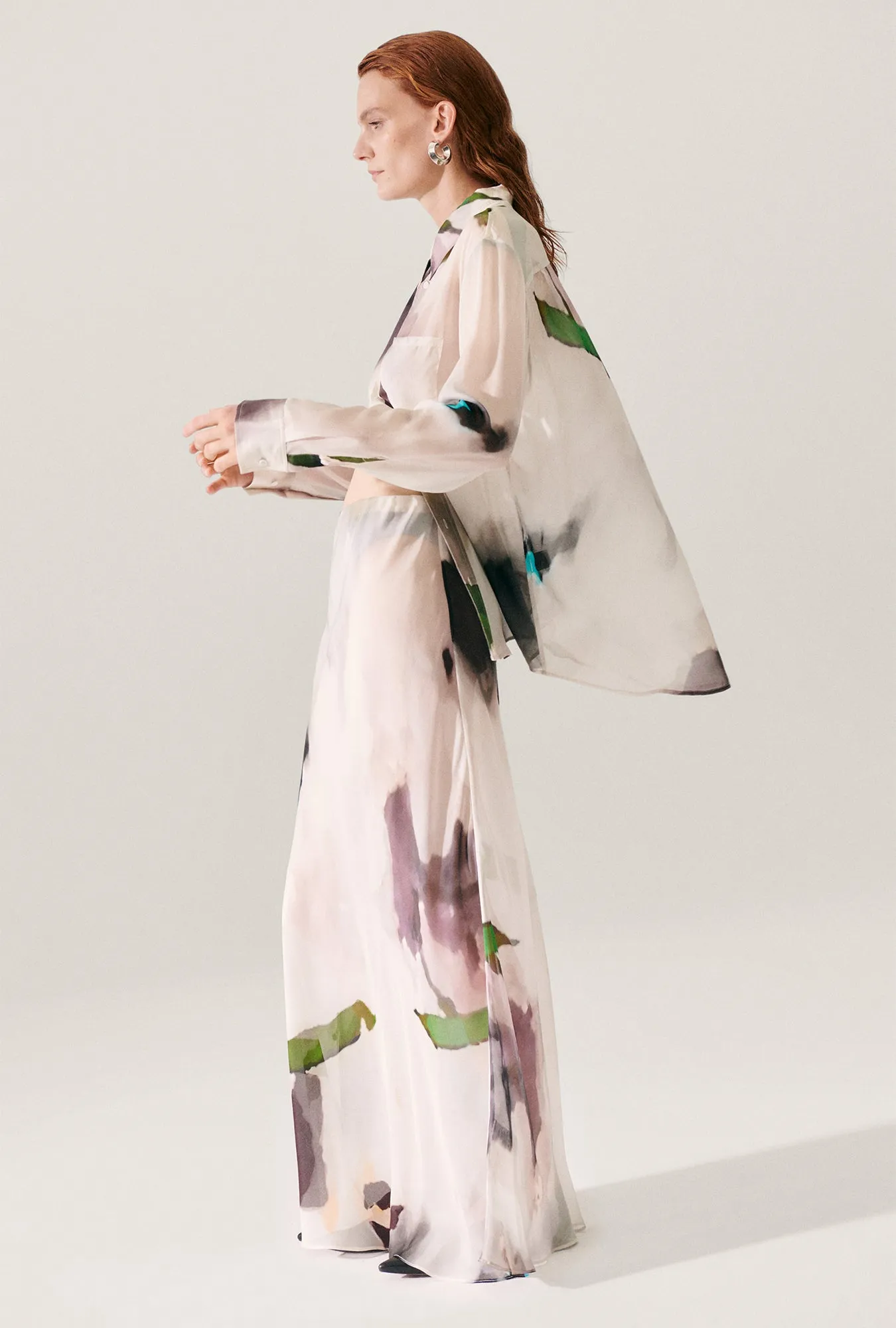 CHIFFON BOYFRIEND SHIRT PHOSPHATE sold by Silk Laundry product image thumbnail 5