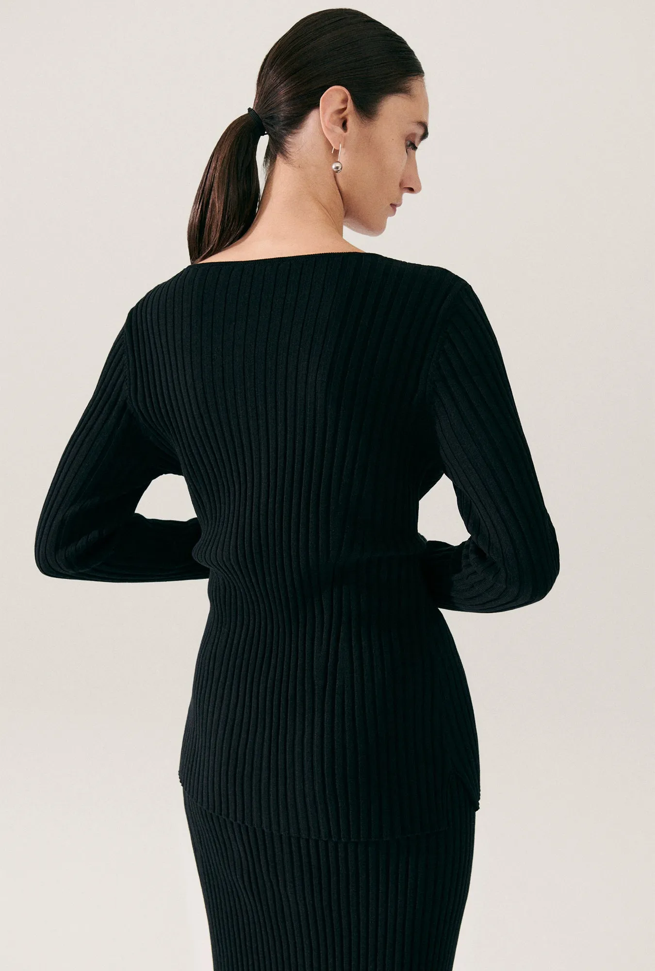 RIBBED CARDIGAN BLACK sold by Silk Laundry product image thumbnail 3