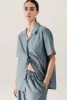 COTTON SILK CAMP SHIRT OXYGEN STRIPE sold by Silk Laundry