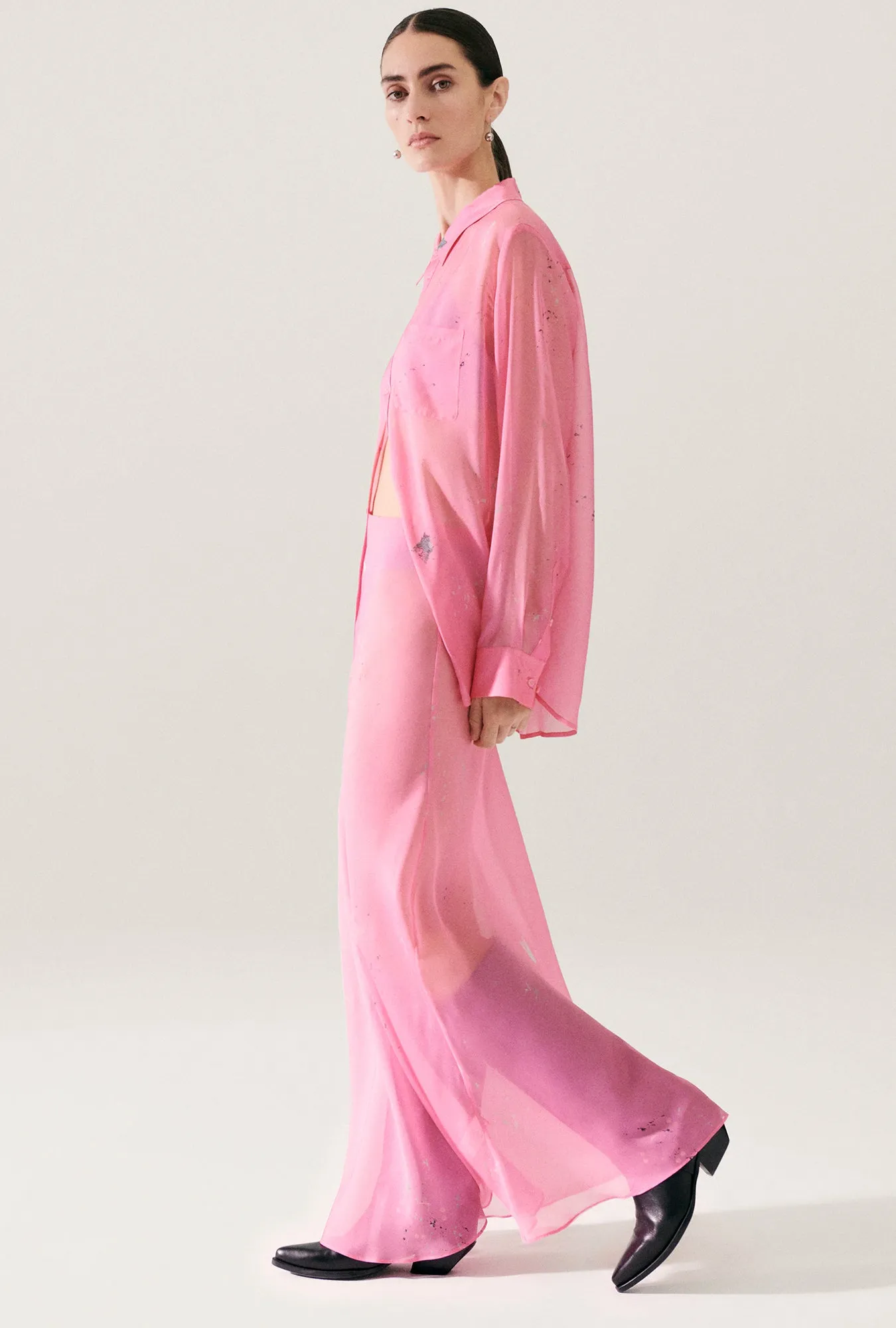 Chiffon Long Bias Cut Skirt Hog Wash sold by Silk Laundry