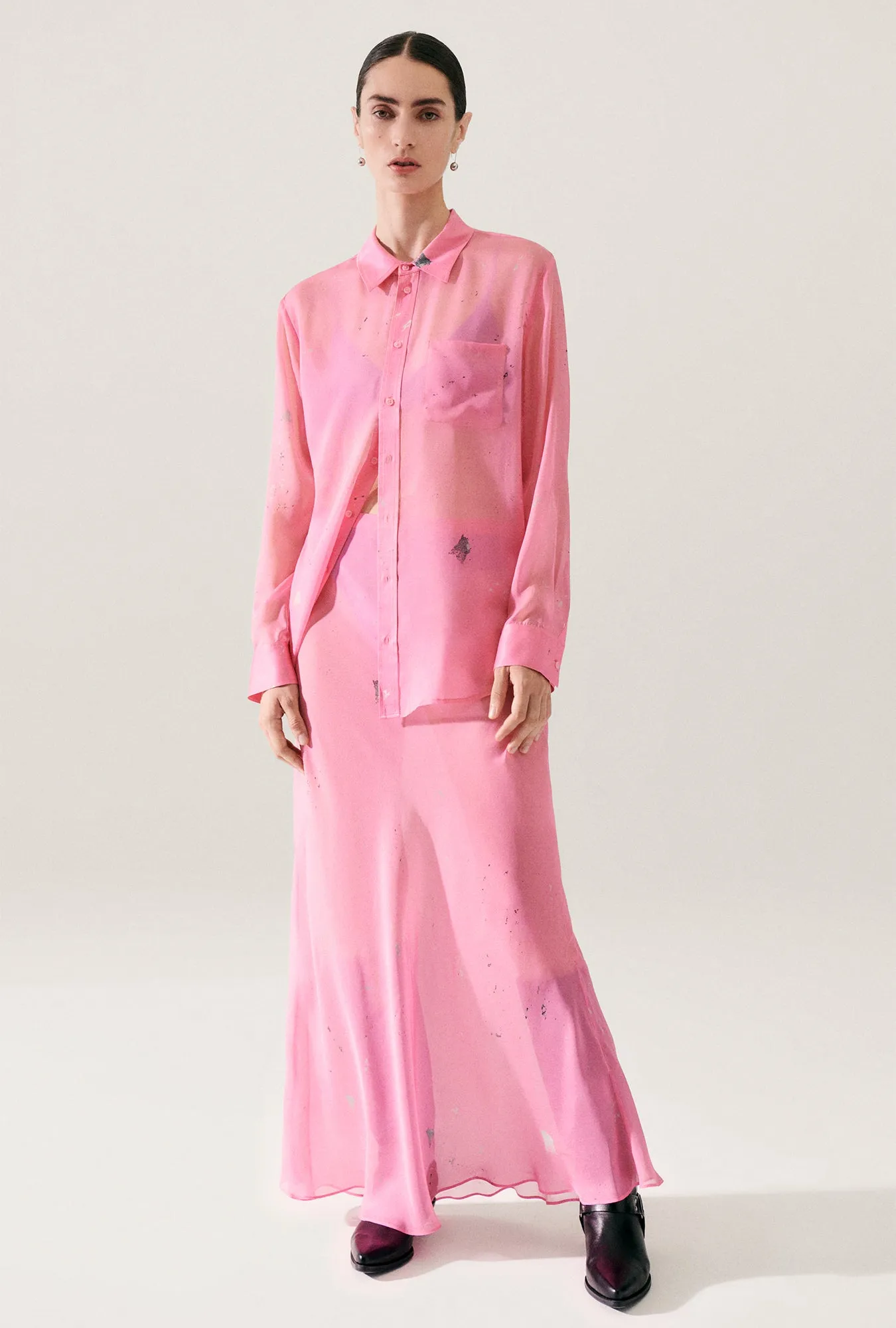 Chiffon Long Bias Cut Skirt Hog Wash sold by Silk Laundry product image thumbnail 5