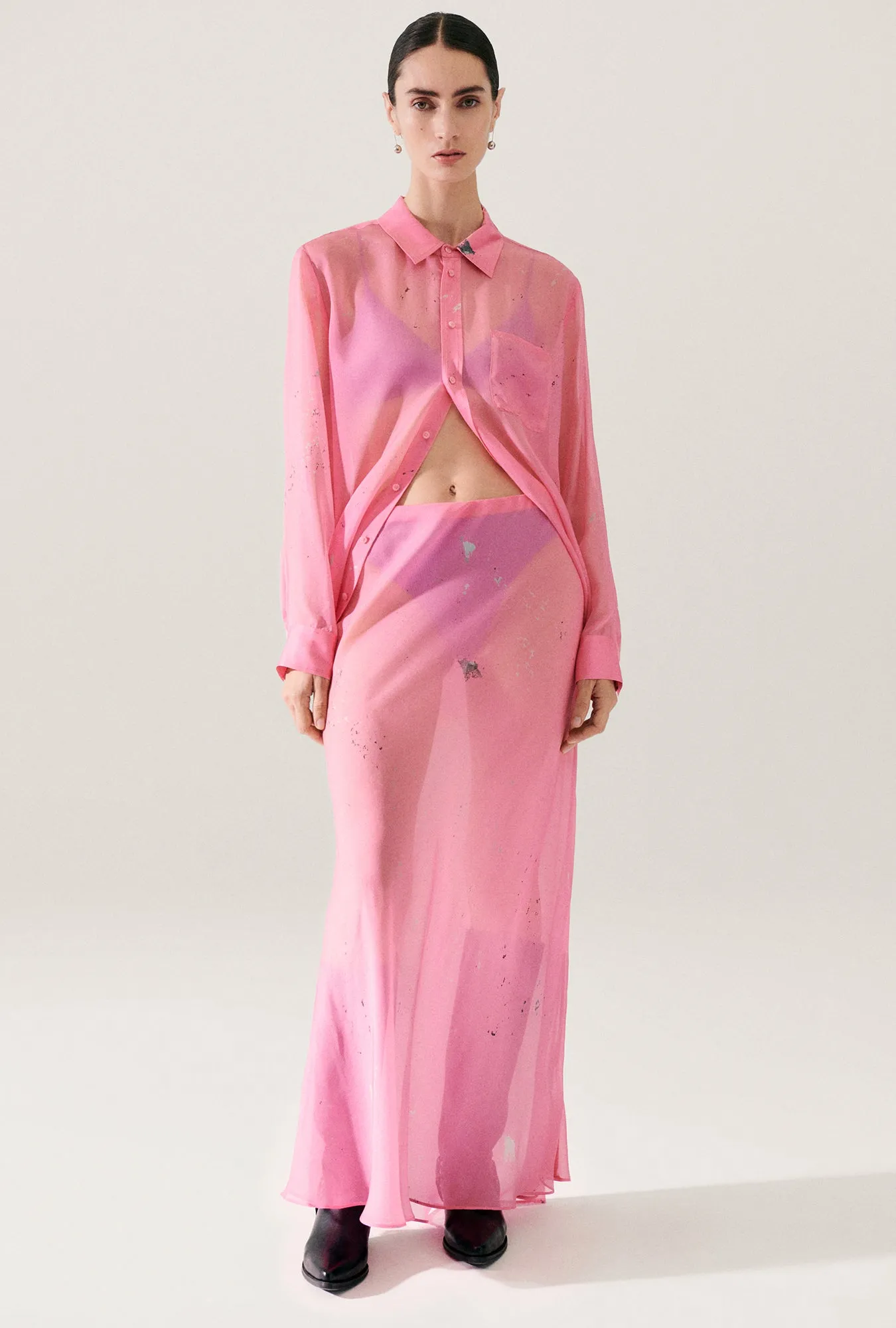 Chiffon Long Bias Cut Skirt Hog Wash sold by Silk Laundry product image thumbnail 3