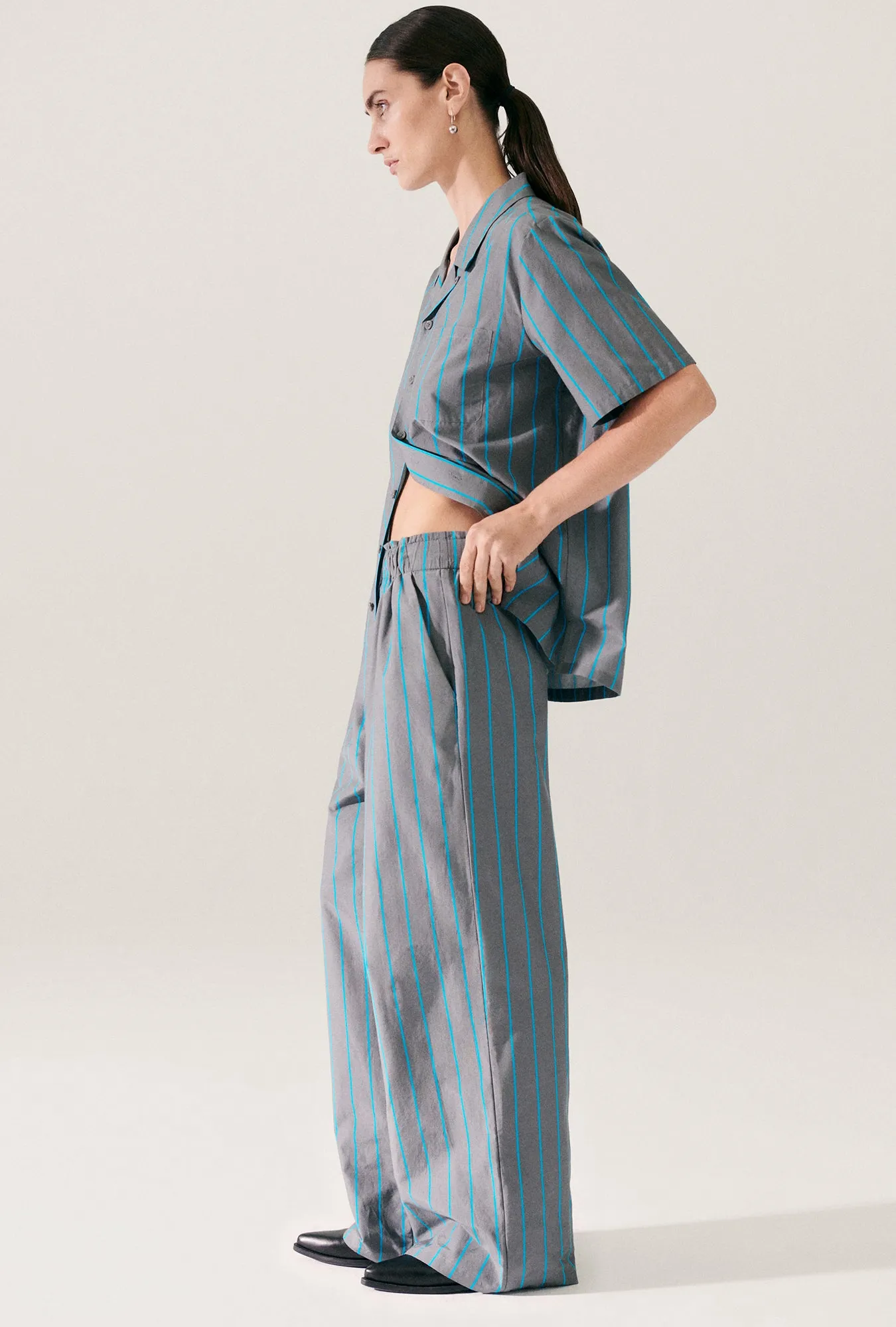 COTTON SILK PAPER BAG PANTS OXYGEN STRIPE sold by Silk Laundry product image thumbnail 4