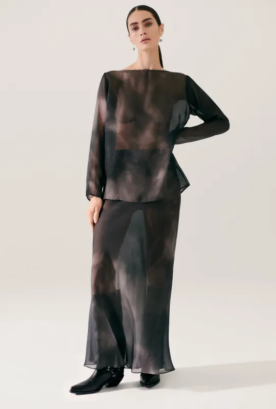 CHIFFON AUDREY TOP SMOKE sold by Silk Laundry