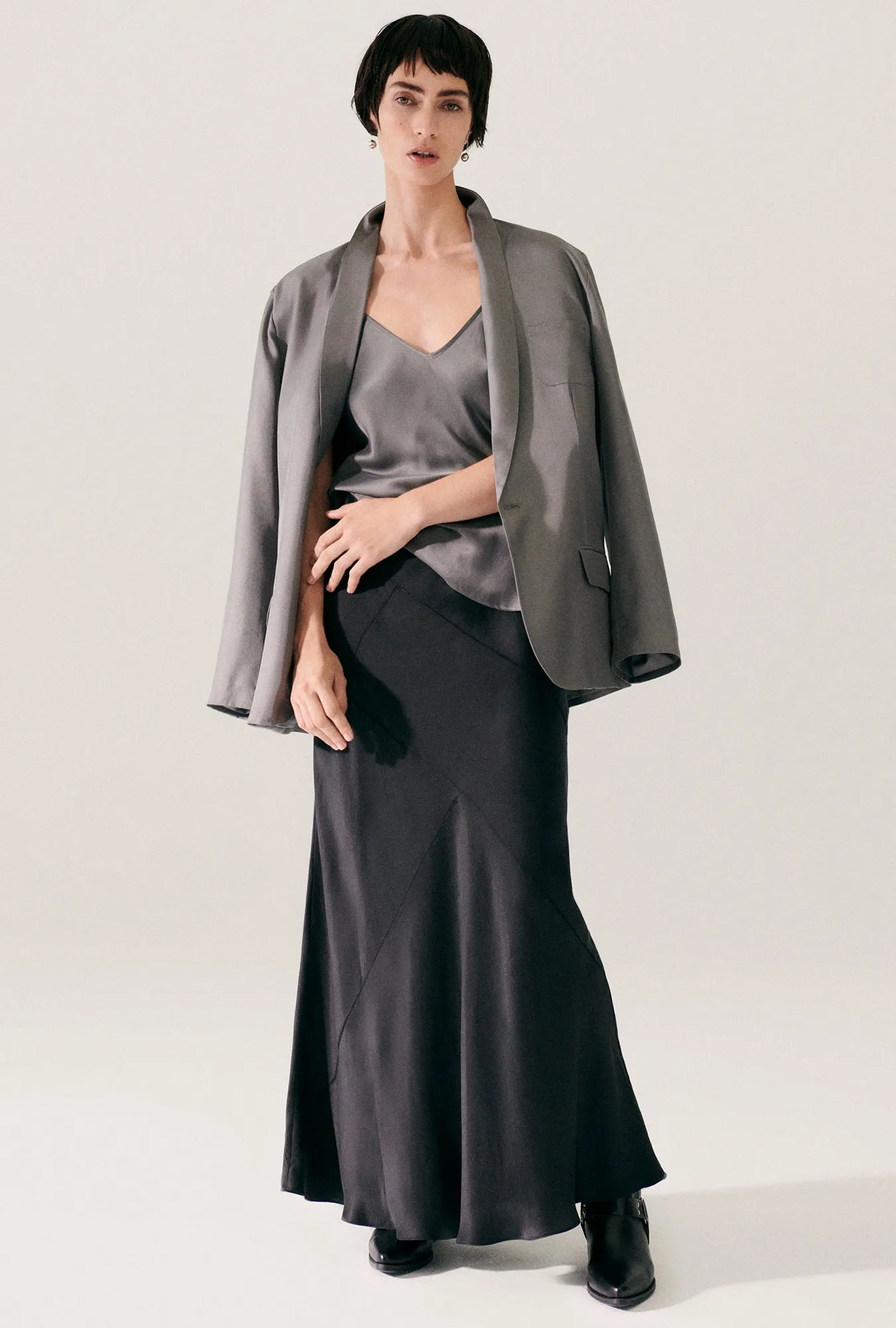 Splice Long Bias Cut Skirt Black sold by Silk Laundry product image thumbnail 4