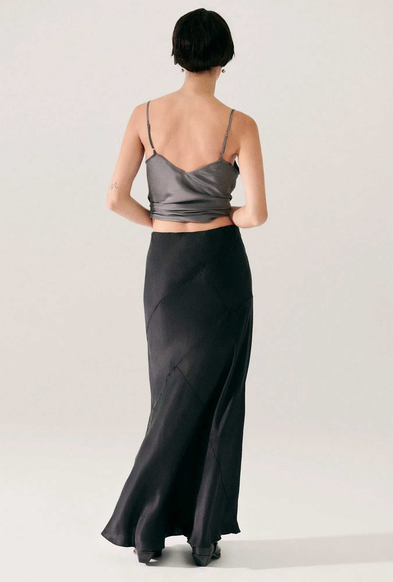 Splice Long Bias Cut Skirt Black sold by Silk Laundry product image thumbnail 5