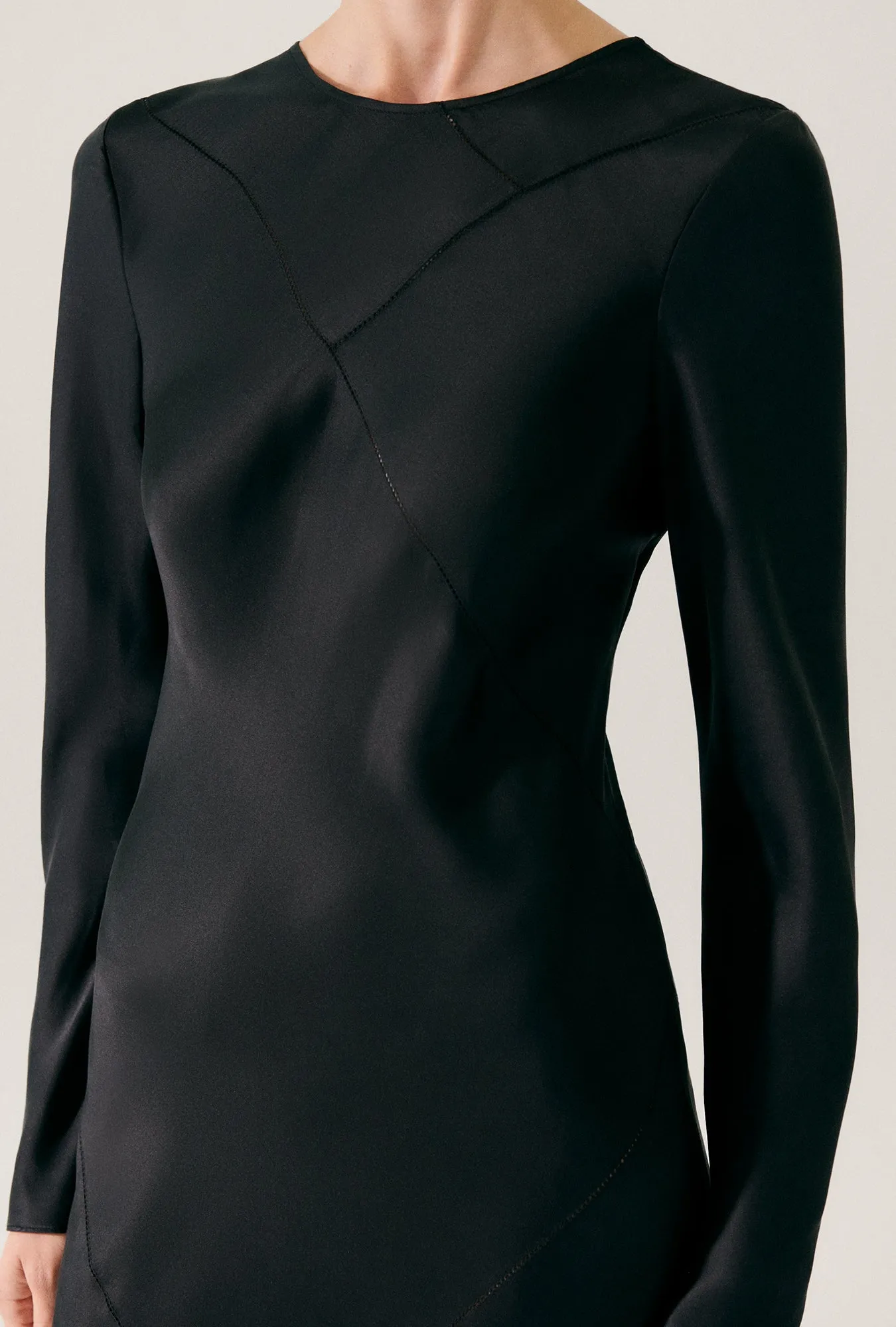 SPLICE FULL SLEEVE BIAS DRESS BLACK sold by Silk Laundry product image thumbnail 5