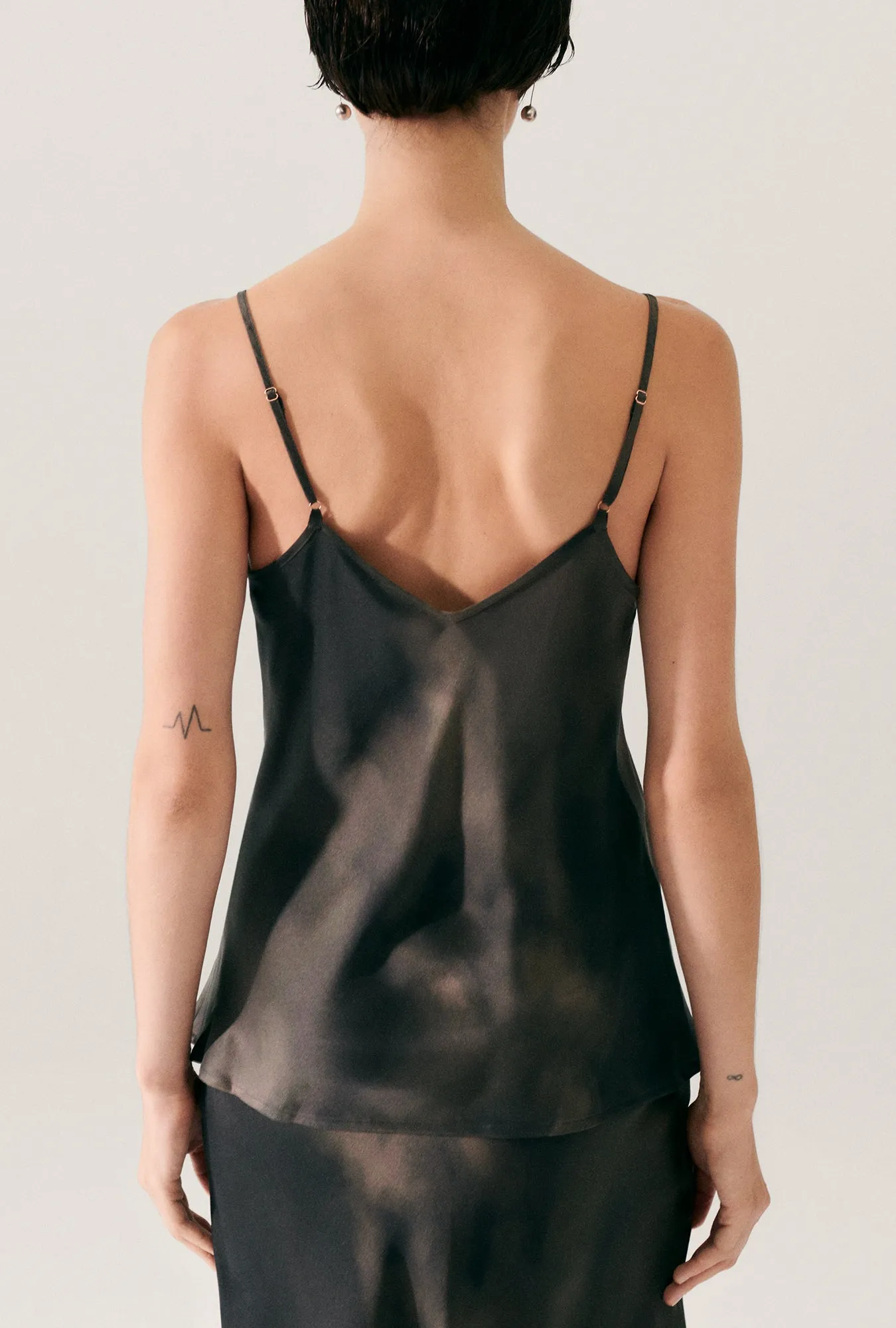 BIAS CUT CAMI SMOKE sold by Silk Laundry product image thumbnail 3