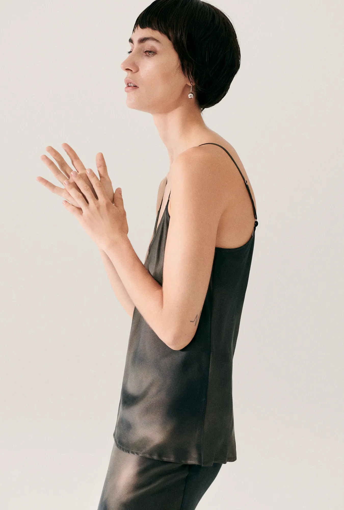 BIAS CUT CAMI SMOKE sold by Silk Laundry product image thumbnail 5