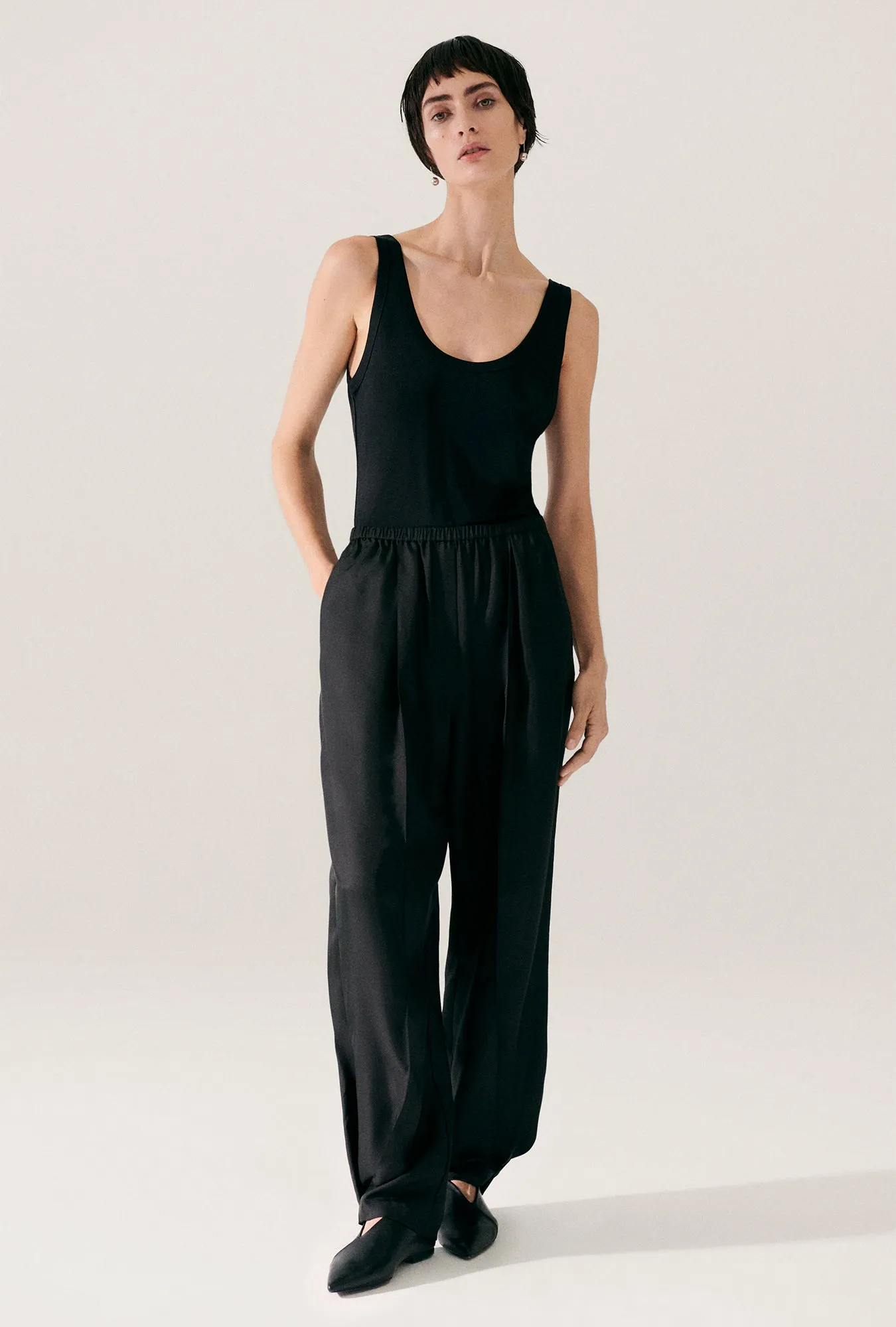 JERSEY SCOOP TANK BLACK sold by Silk Laundry product image thumbnail 3