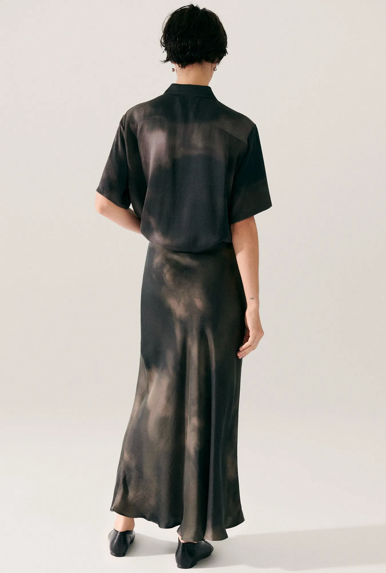 LONG BIAS CUT SKIRT SMOKE sold by Silk Laundry product image thumbnail 4