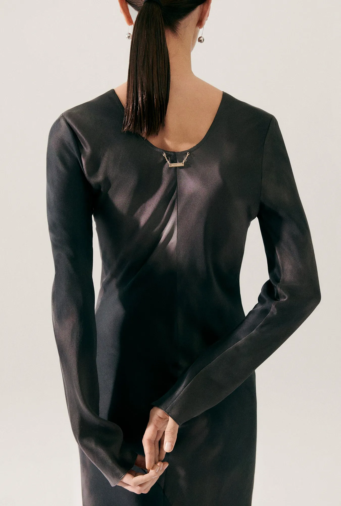 FULL SLEEVE BIAS DRESS SMOKE sold by Silk Laundry product image thumbnail 5