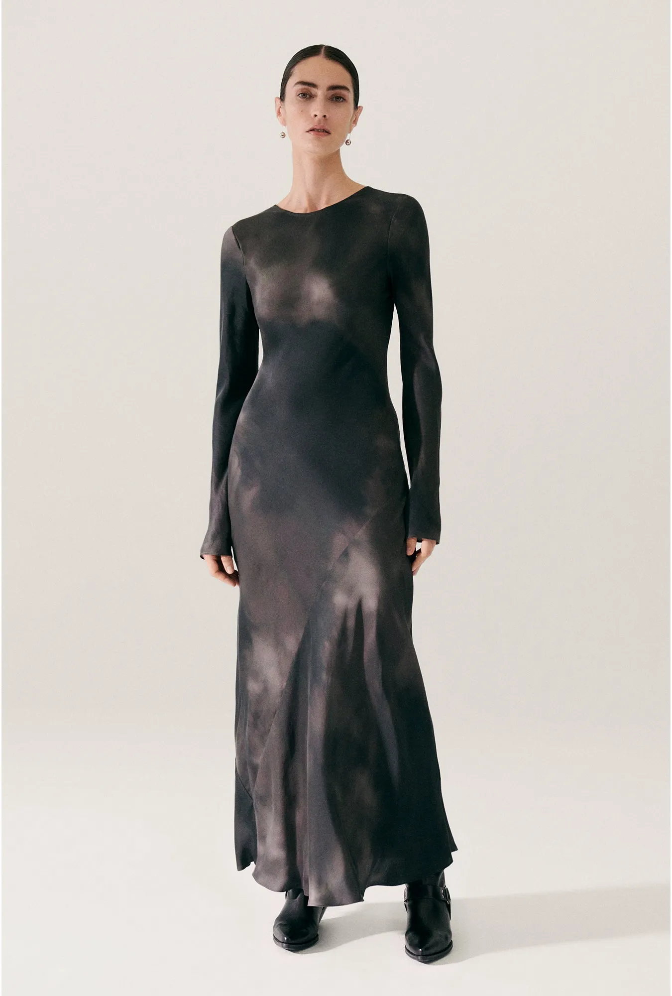 FULL SLEEVE BIAS DRESS SMOKE sold by Silk Laundry product image thumbnail 3