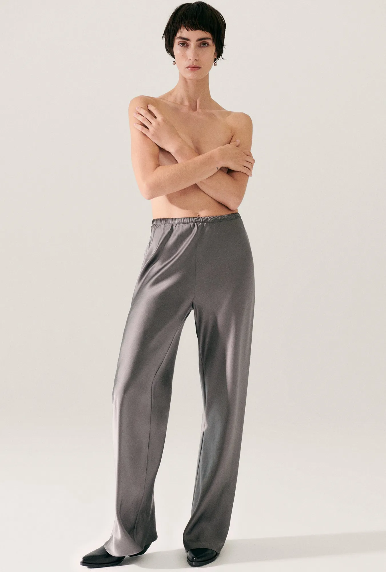 BIAS CUT PANTS GREY PEARL sold by Silk Laundry
