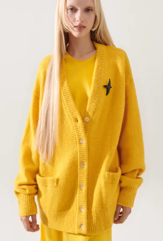 ALPACA SLOUCH CARDIGAN MARIGOLD sold by Silk Laundry