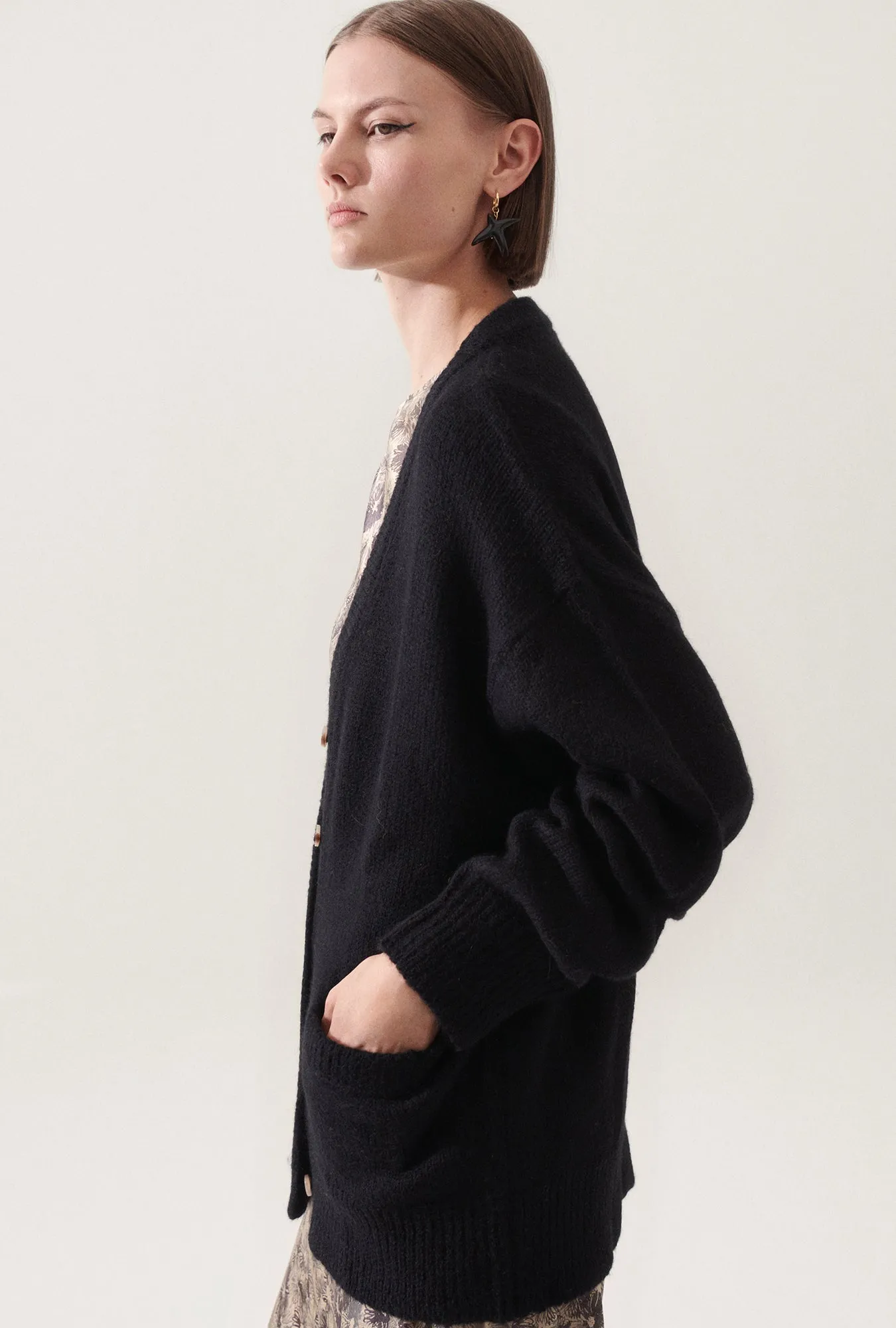 Alpaca Slouch Cardigan Black sold by Silk Laundry product image thumbnail 3