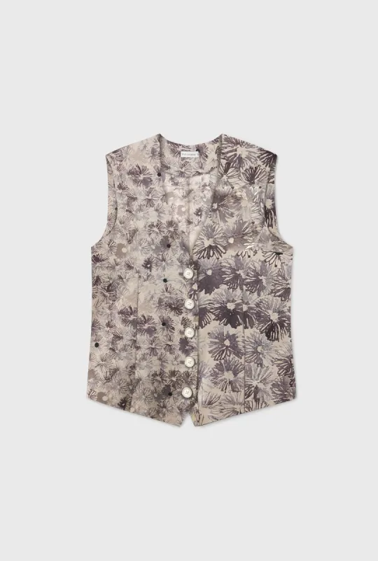 TWILL VEST ASTER FLORAL sold by Silk Laundry