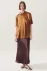 SHORT SLEEVE BOYFRIEND SHIRT VAN DYKE BROWN sold by Silk Laundry