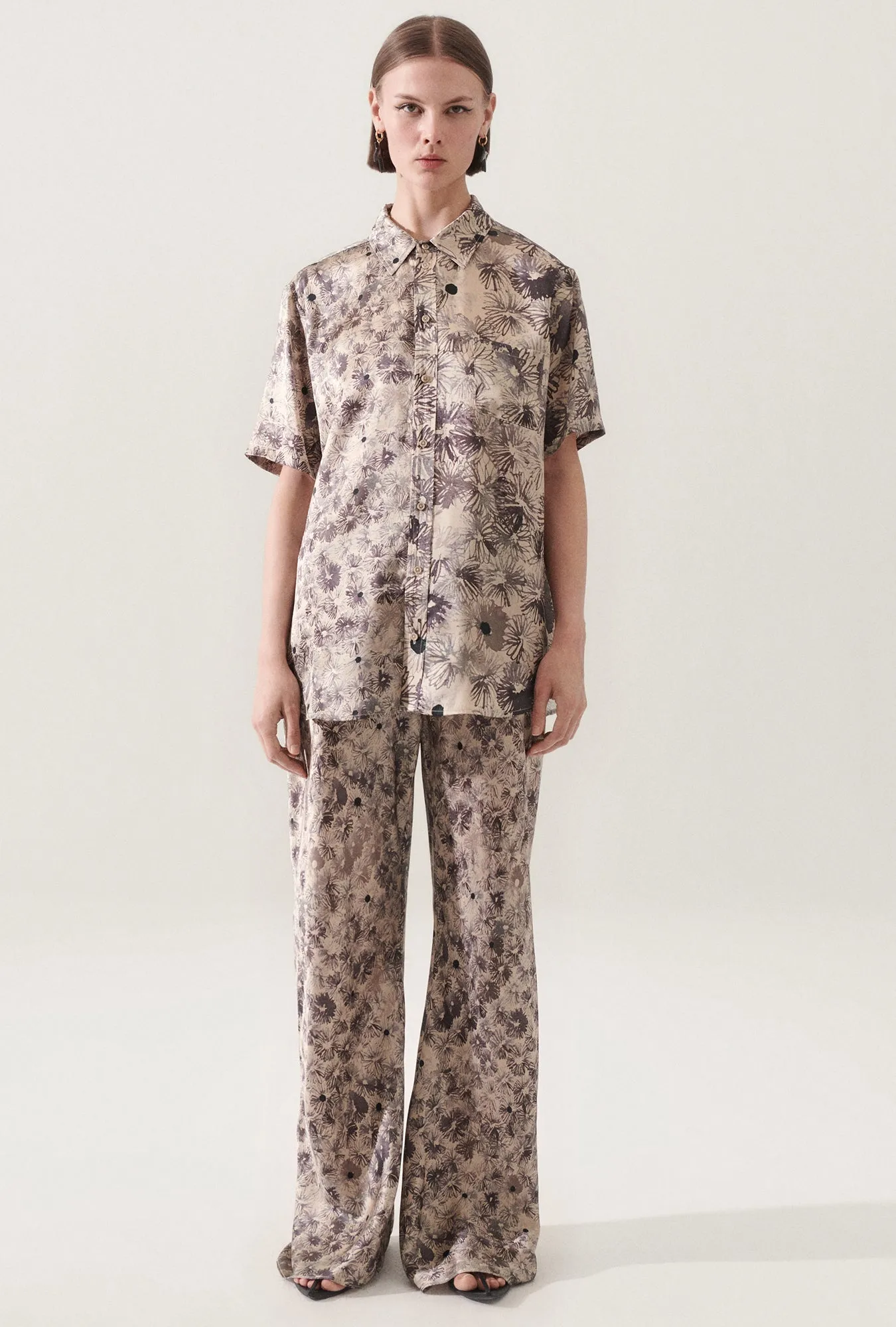 Short Sleeve Boyfriend Shirt Aster Floral sold by Silk Laundry