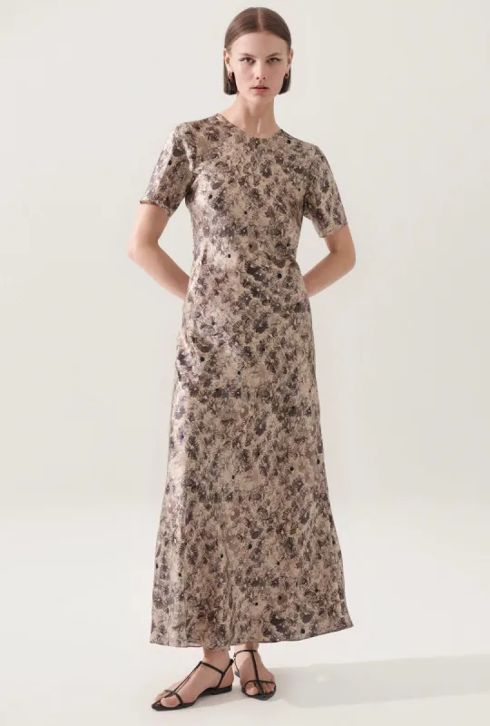 SHORT SLEEVE BIAS DRESS ASTER FLORAL sold by Silk Laundry